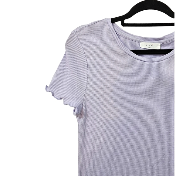 Elodie Waffle Knit Lettuce Hem Short Sleeve Dress - Picture 4 of 8